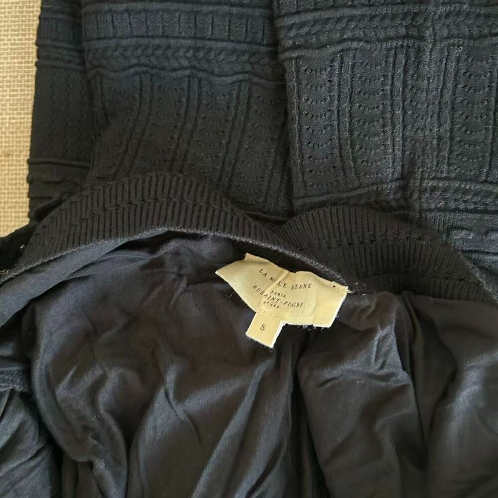 NEW Sezane Aphrodite Midi Dress Small/Sp Black Noir Vacation Knit French Classic - Picture 8 of 11